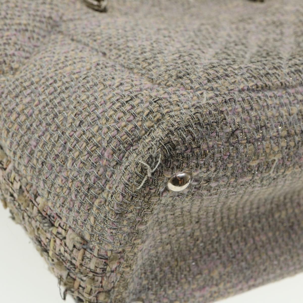 CHANEL Cambon Line Tote Bag Pink Gray CC Auth am3204