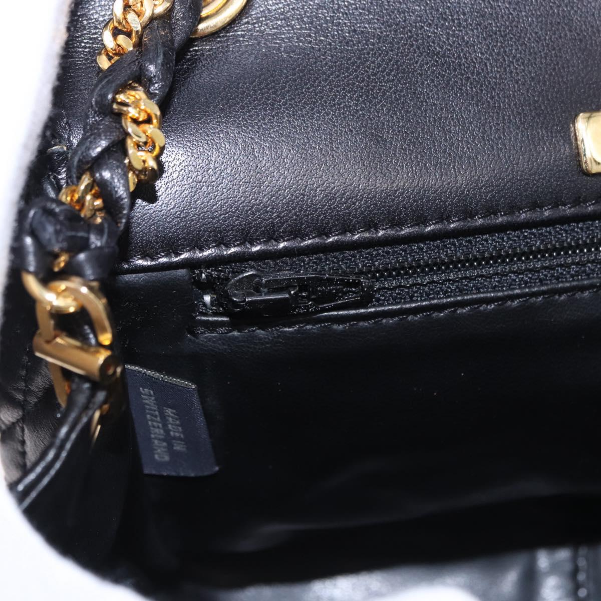 BALLY Matelasse Chain Shoulder Bag Leather Black Auth am3215V