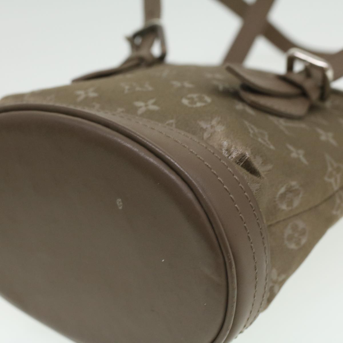 LOUIS VUITTON Monogram Satin Little bucket Hand Bag Beige M92145 LV Auth am3521V