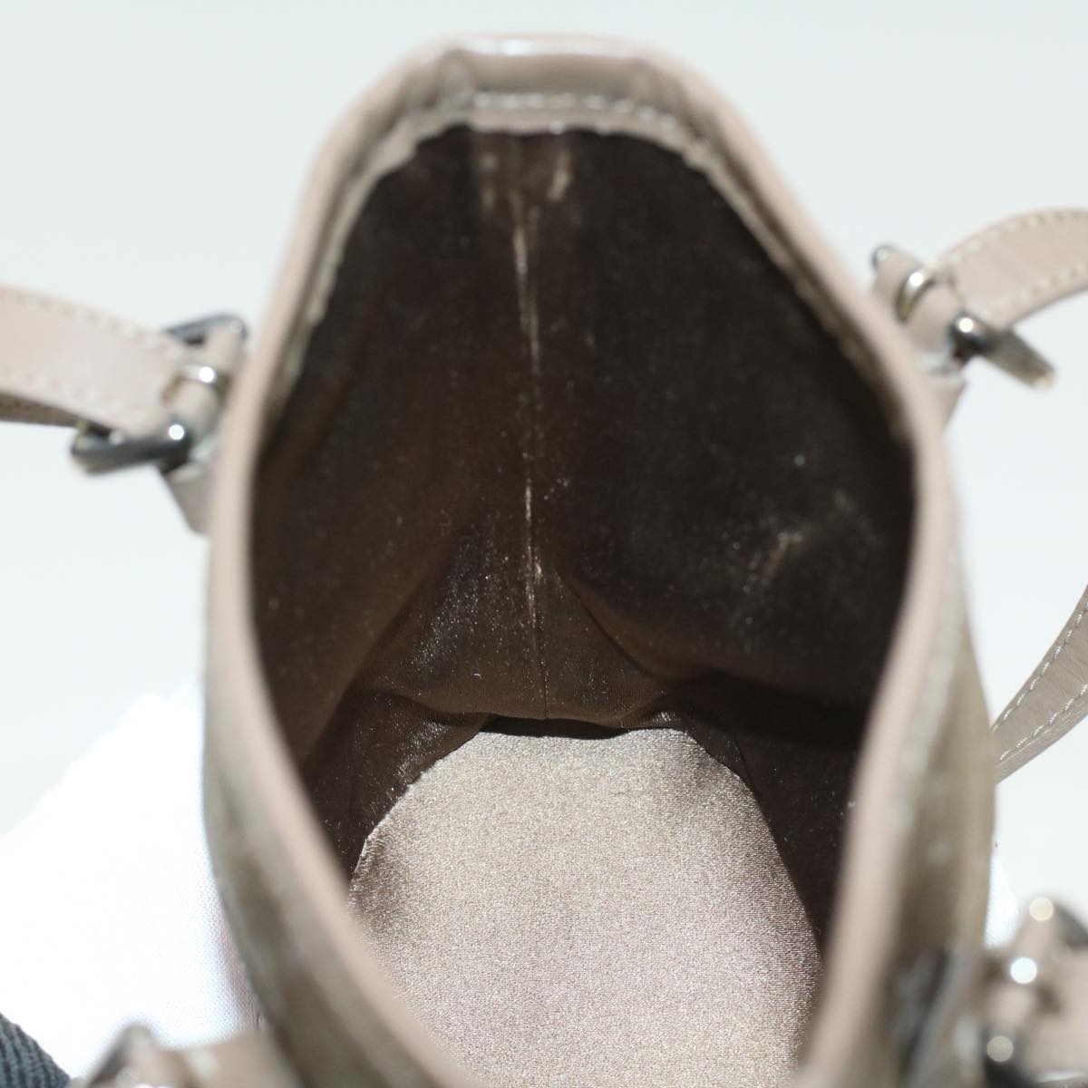 LOUIS VUITTON Monogram Satin Little bucket Hand Bag Beige M92145 LV Auth am3521V