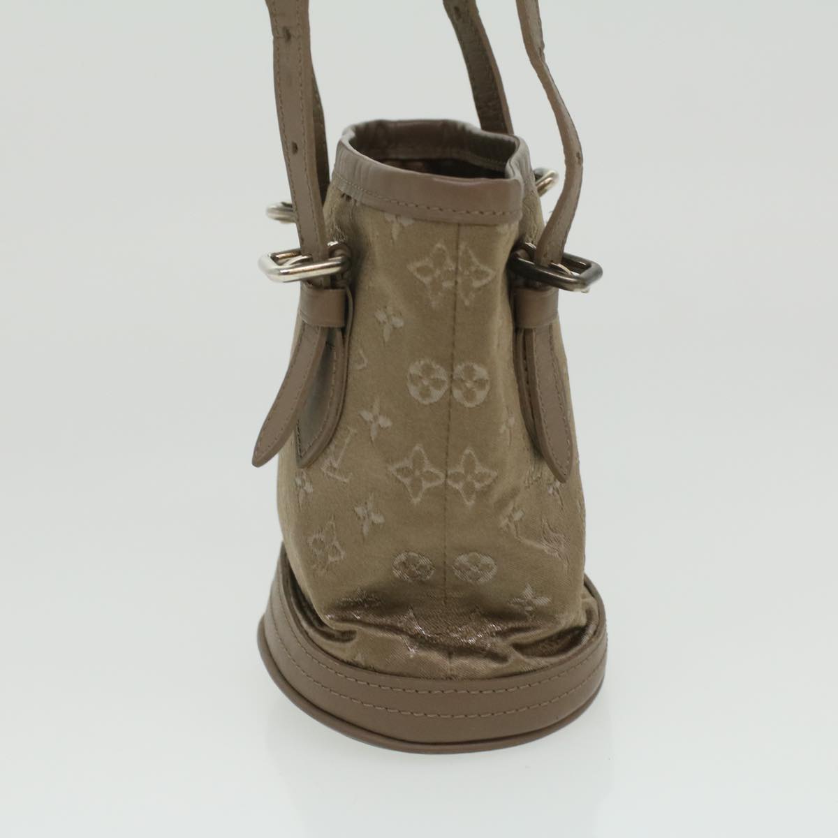 LOUIS VUITTON Monogram Satin Little bucket Hand Bag Beige M92145 LV Auth am3521V