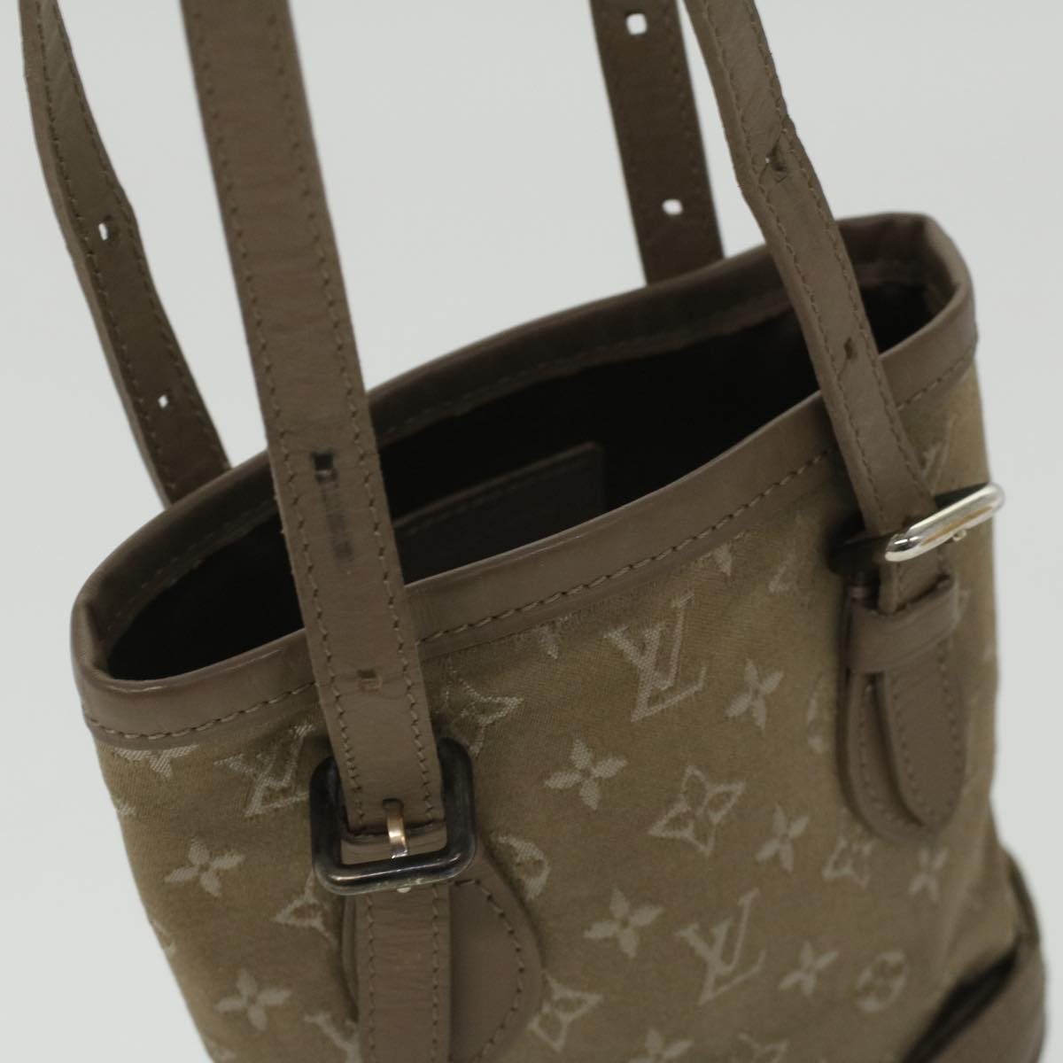 LOUIS VUITTON Monogram Satin Little bucket Hand Bag Beige M92145 LV Auth am3521V