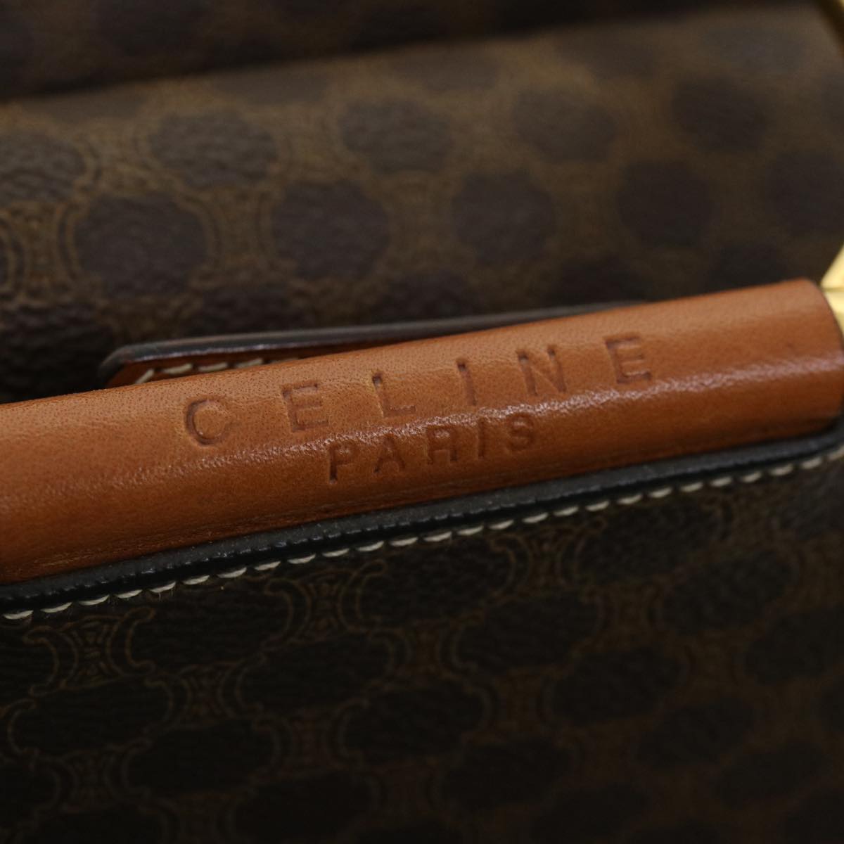 CELINE Macadam Canvas Hand Bag PVC Leather Brown Auth am3558V