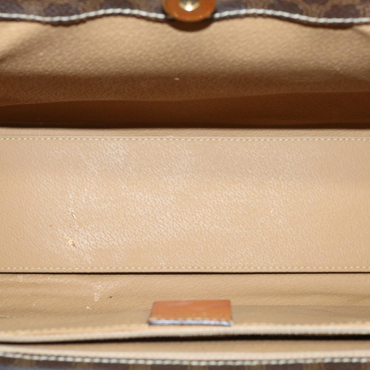 CELINE Macadam Canvas Hand Bag PVC Leather Brown Auth am3558V