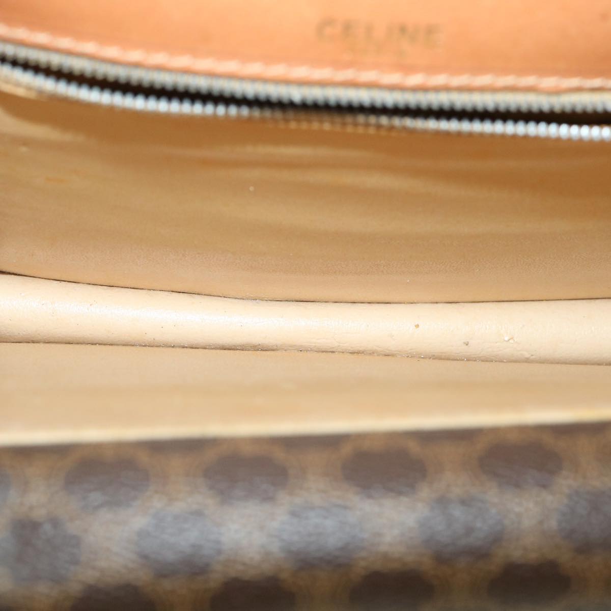 CELINE Macadam Canvas Hand Bag PVC Leather Brown Auth am3590