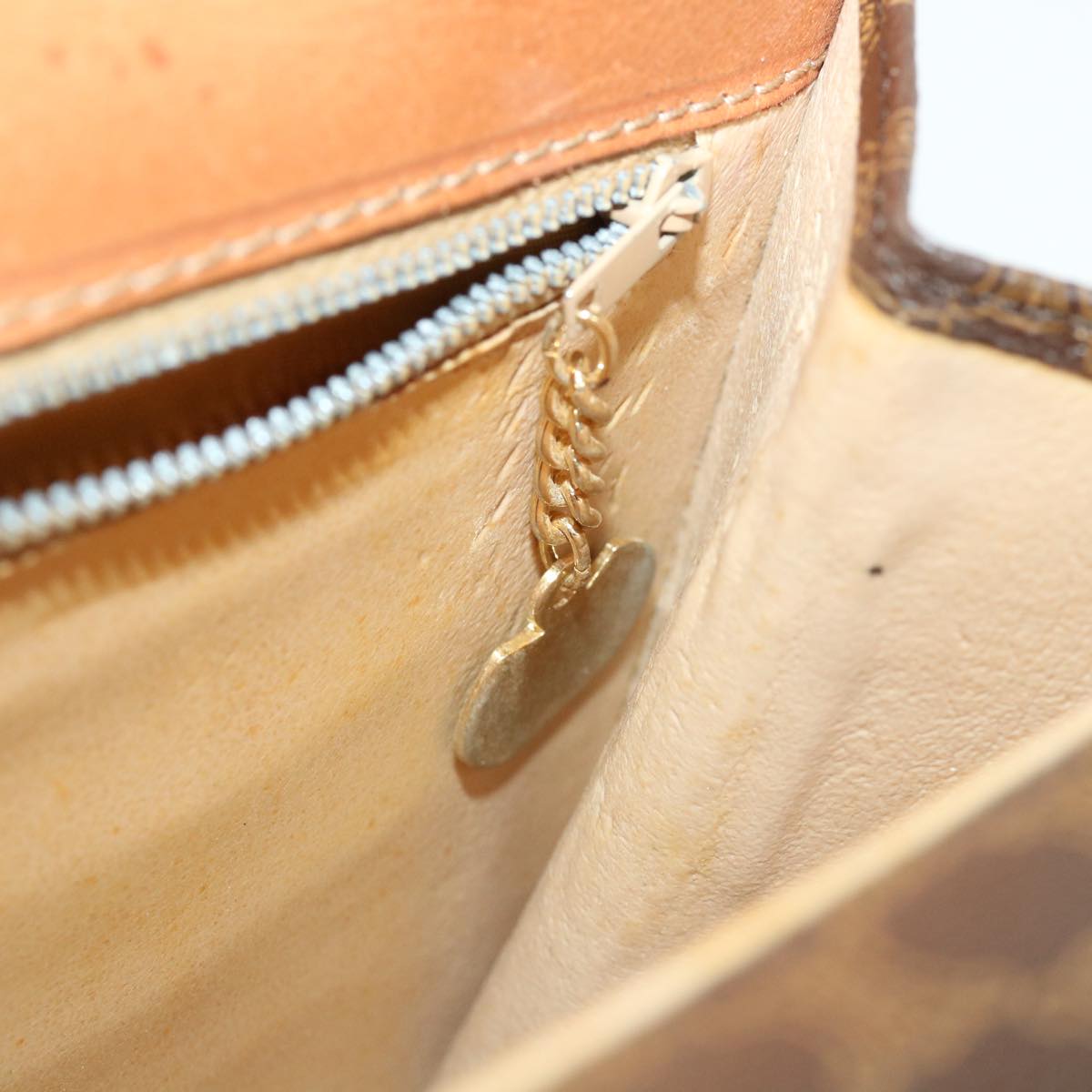 CELINE Macadam Canvas Hand Bag PVC Leather Brown Auth am3590