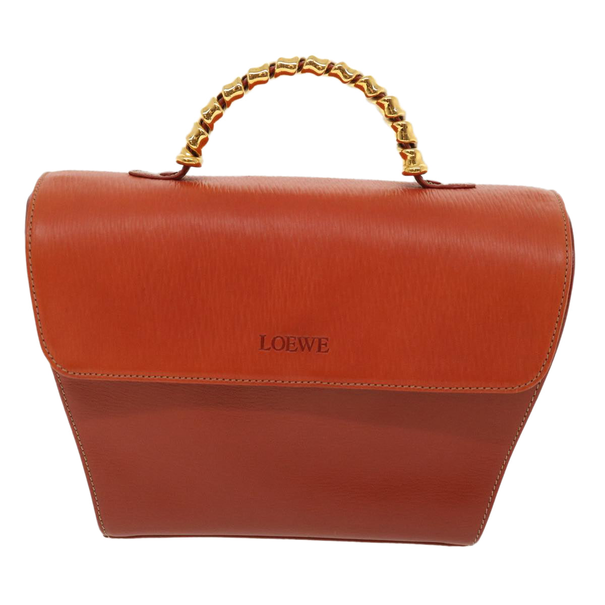 LOEWE Twist Hand Bag Leather Red Auth am3594