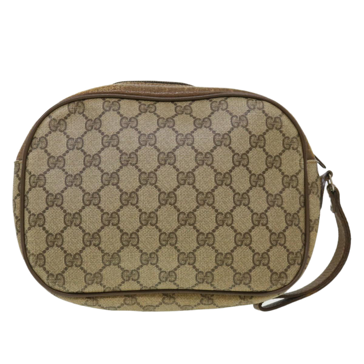 GUCCI GG Canvas Web Sherry Line Clutch Bag Beige Red Green Auth am4114