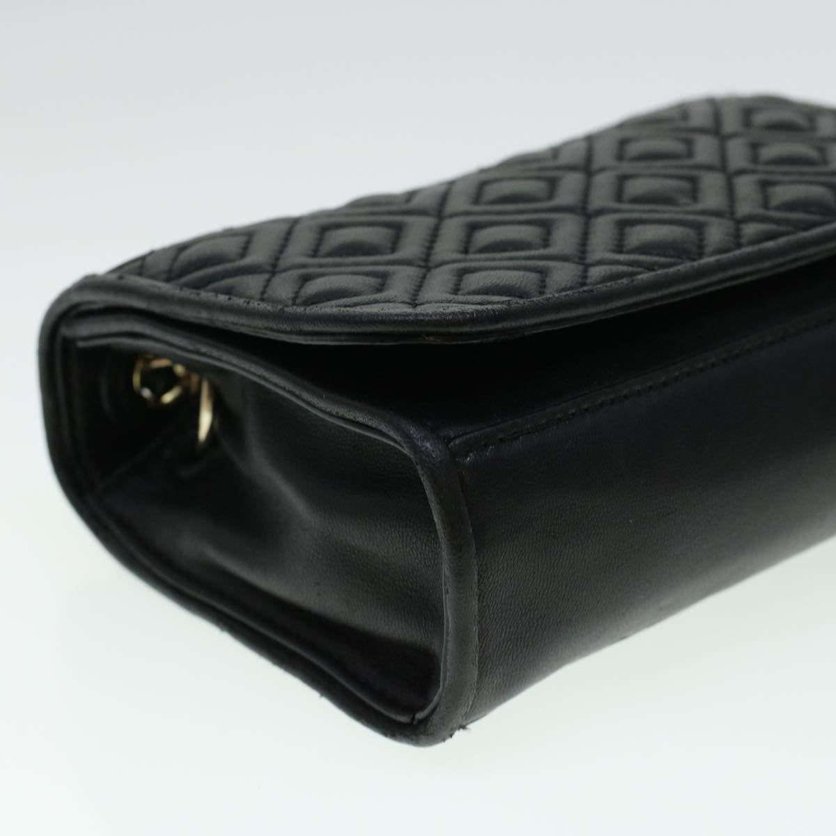 TORY BURCH Chain Shoulder Bag Leather Black Auth am4322