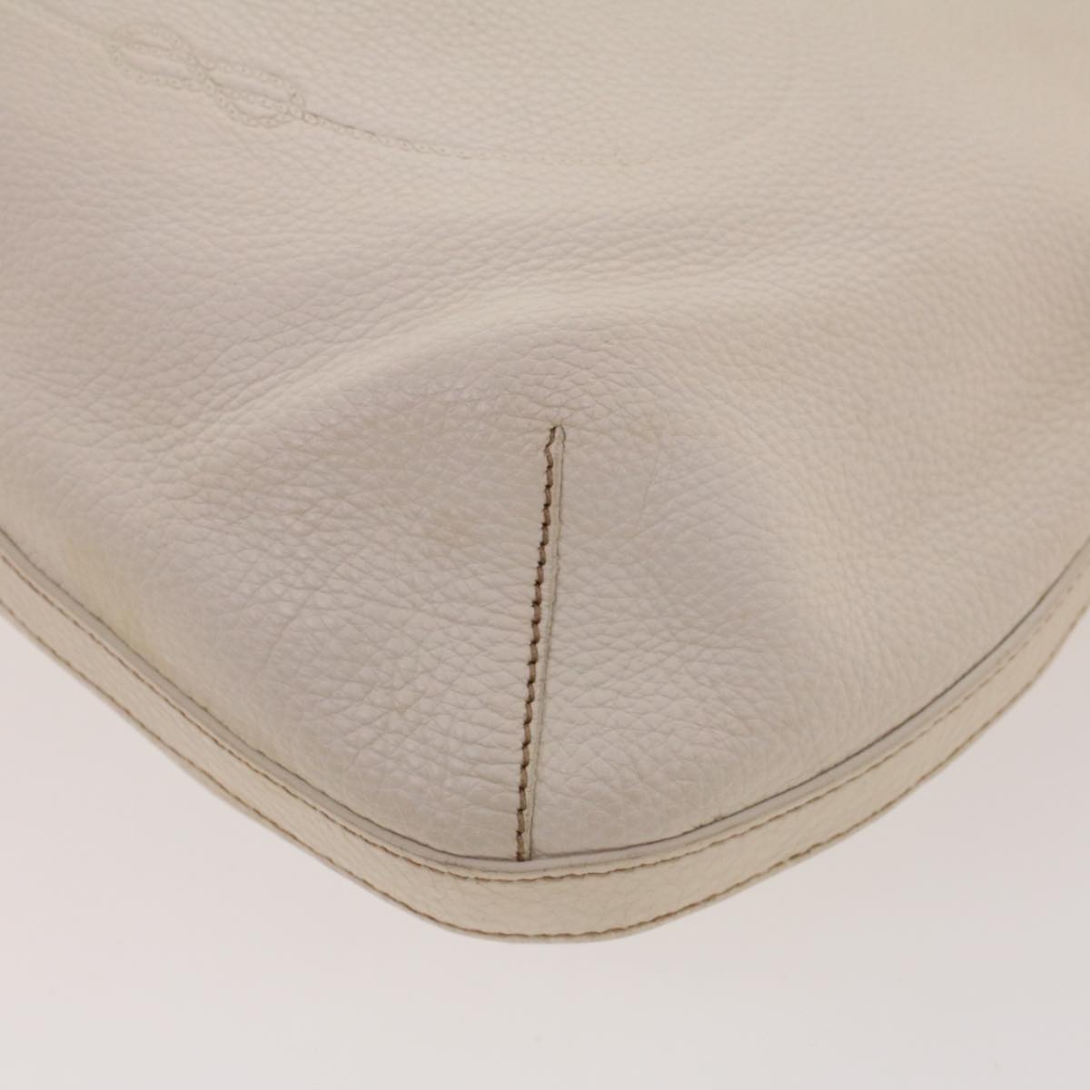 PRADA Shoulder Bag Leather White Auth am4394