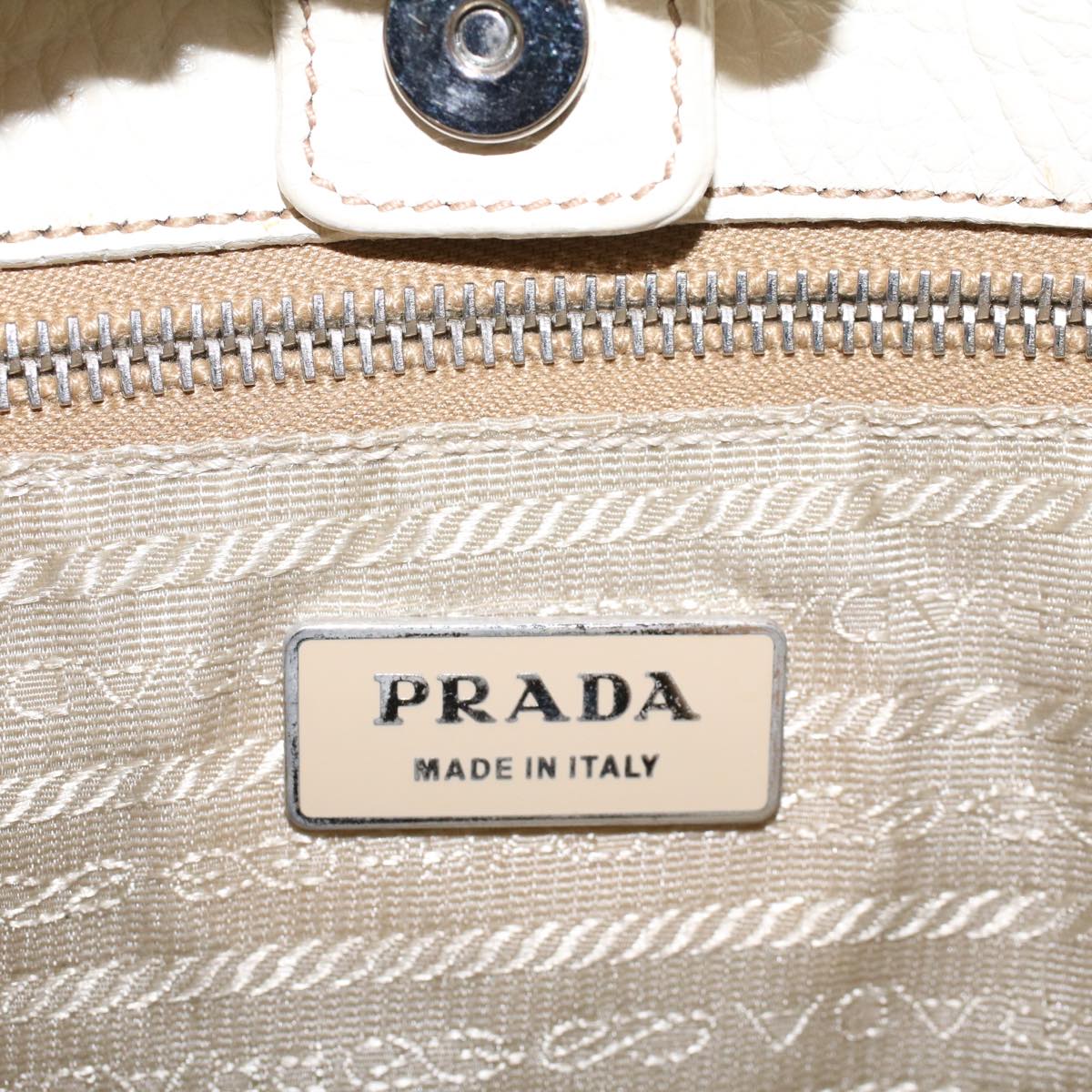PRADA Shoulder Bag Leather White Auth am4394
