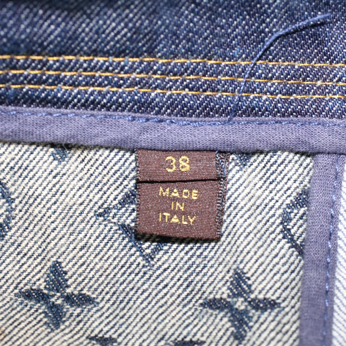 LOUIS VUITTON Monogram Denim Capri Pants 38 Navy LV Auth am4579M