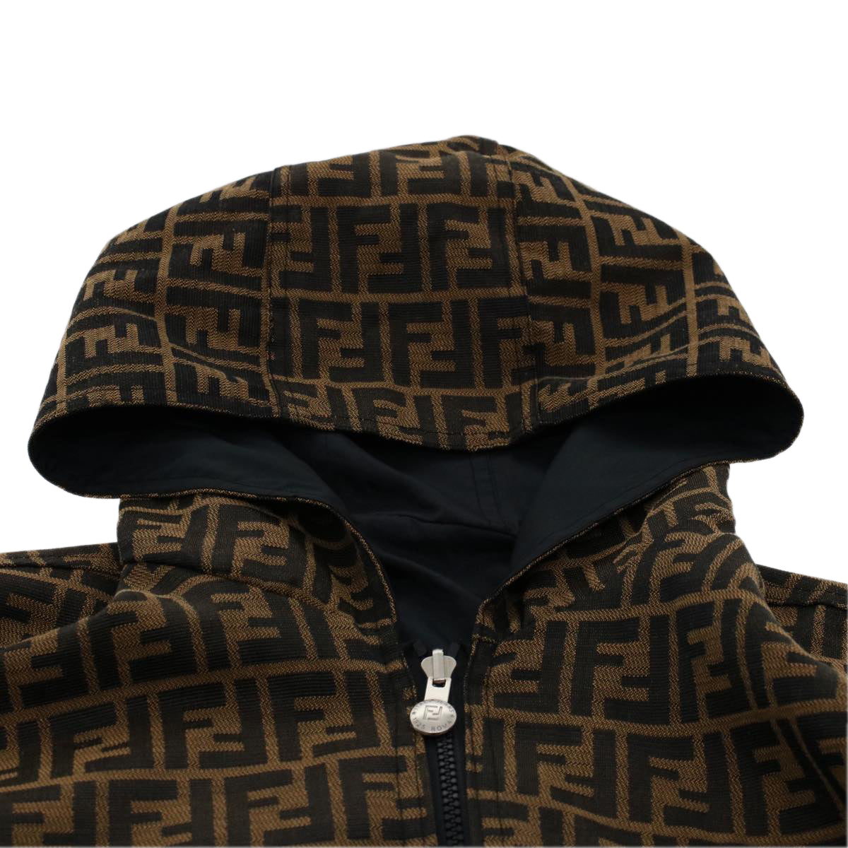 FENDI Zucca Canvas Jacket Black Brown Auth am4620M