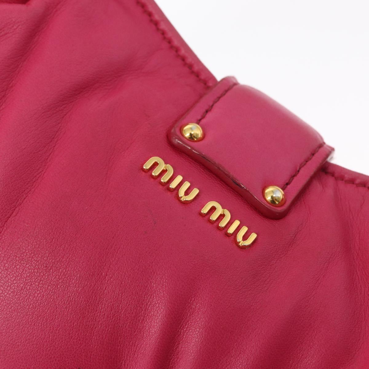 Miu Miu Hand Bag Leather Pink Gold Auth am4820