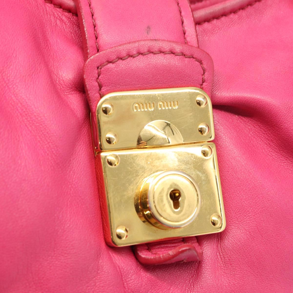 Miu Miu Hand Bag Leather Pink Gold Auth am4820