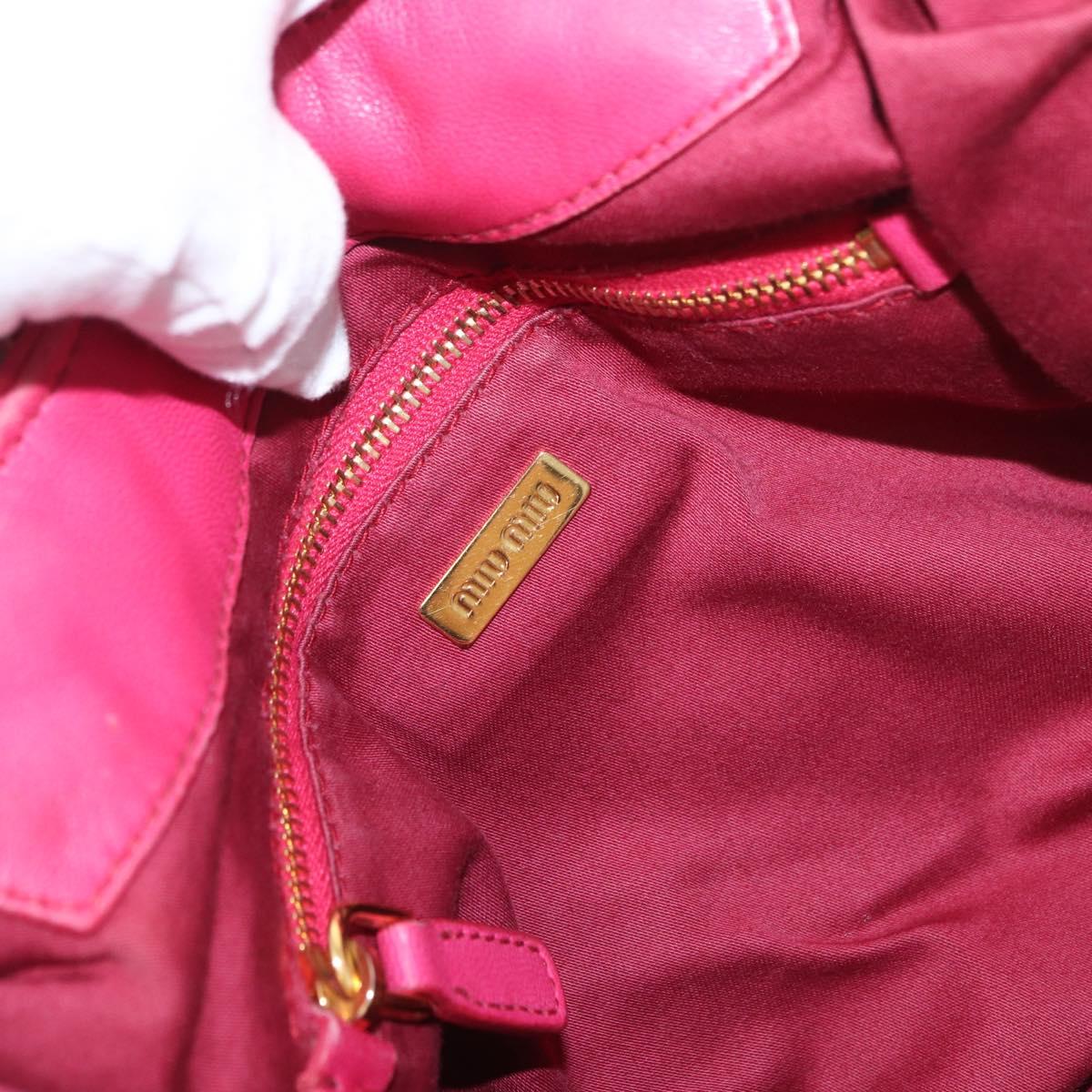Miu Miu Hand Bag Leather Pink Gold Auth am4820