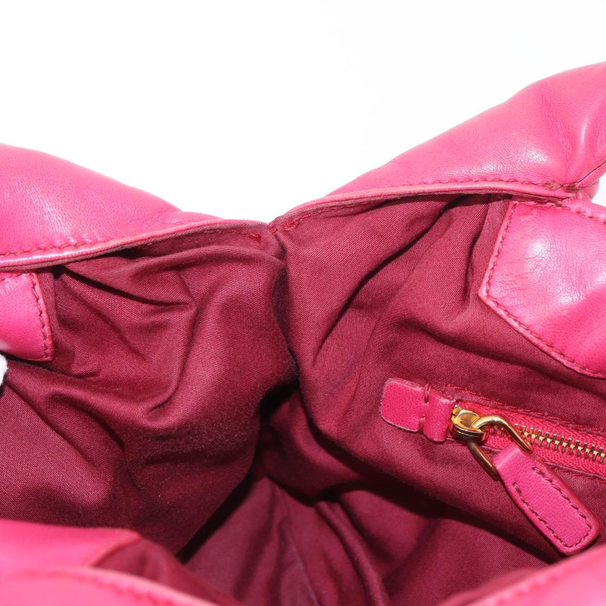 Miu Miu Hand Bag Leather Pink Gold Auth am4820