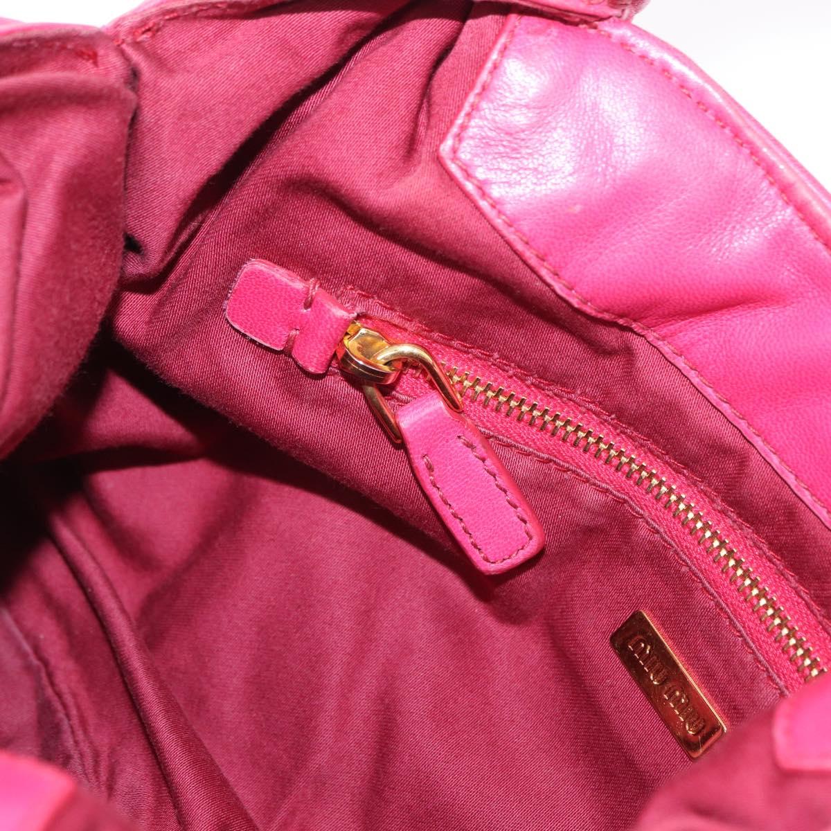 Miu Miu Hand Bag Leather Pink Gold Auth am4820