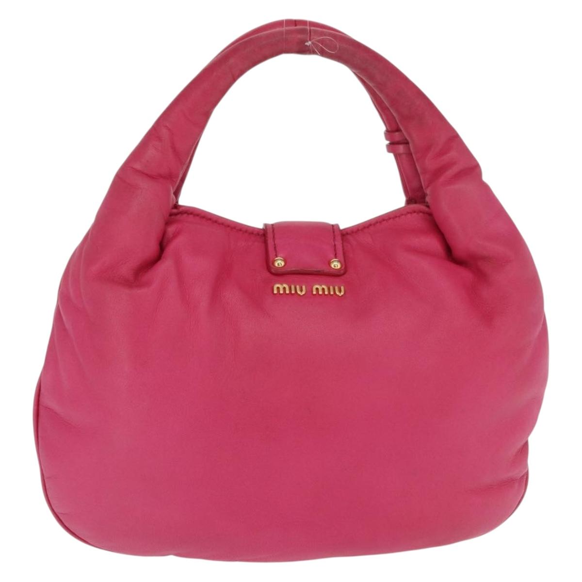 Miu Miu Hand Bag Leather Pink Gold Auth am4820