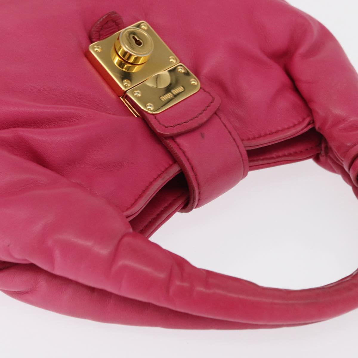 Miu Miu Hand Bag Leather Pink Gold Auth am4820