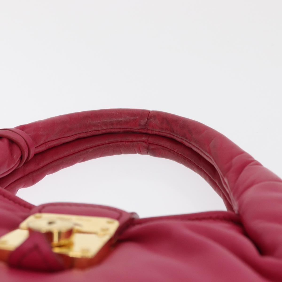 Miu Miu Hand Bag Leather Pink Gold Auth am4820
