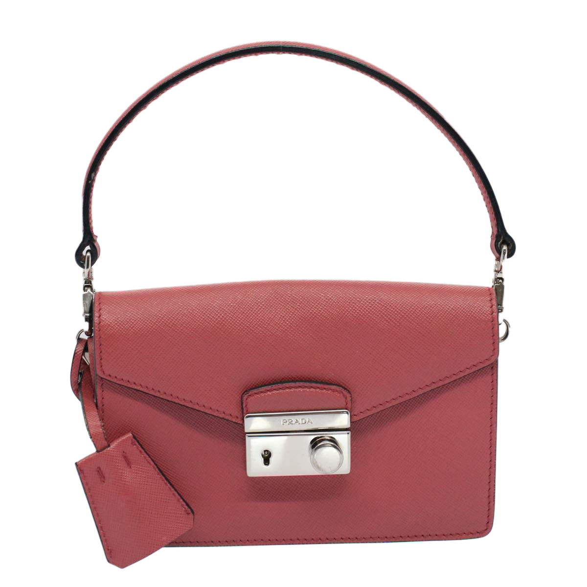 PRADA Mini Hand Bag Safiano leather 2way Pink Auth am4942V