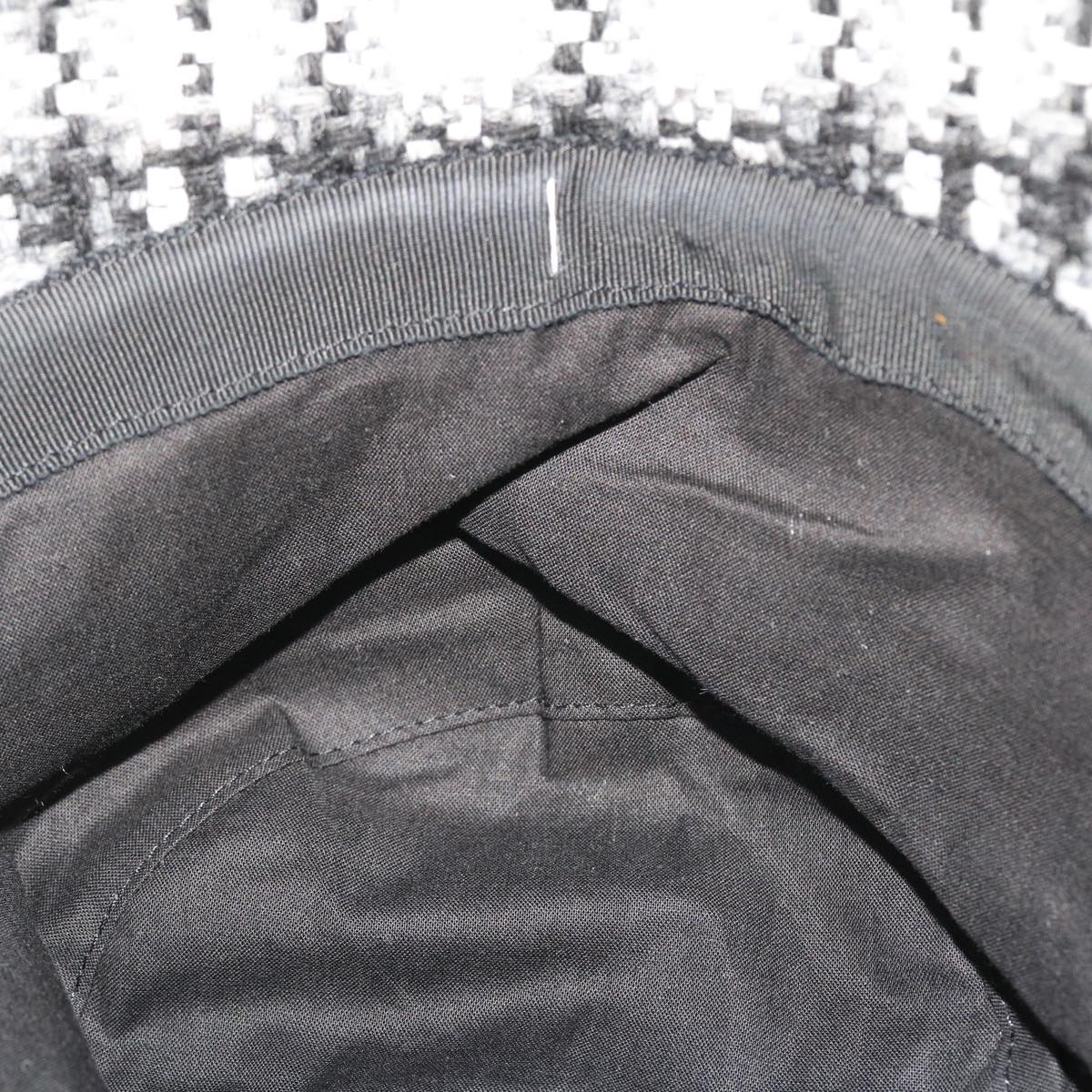 CHANEL COCO Mark Hat Wool S White Black CC Auth am4943