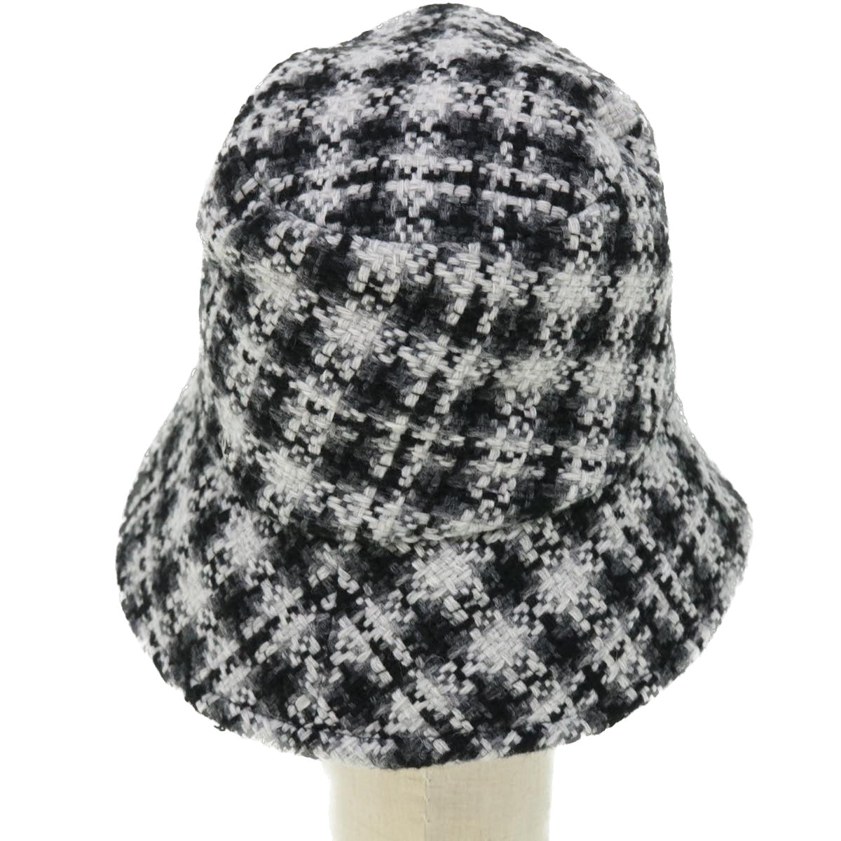 CHANEL COCO Mark Hat Wool S White Black CC Auth am4943