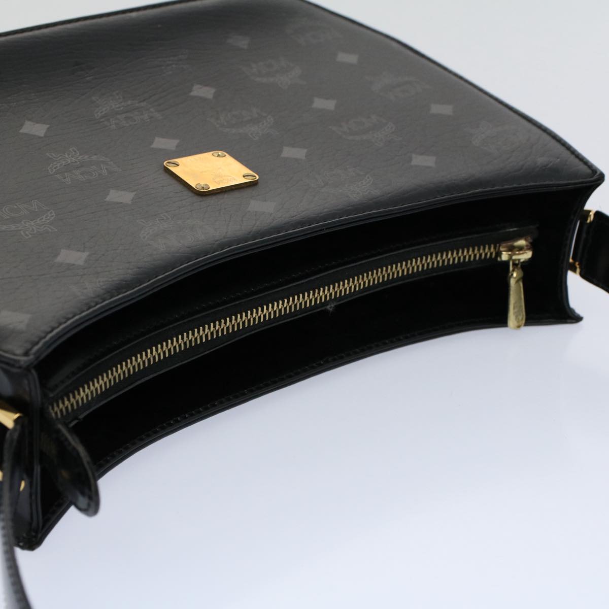 MCM Vicetos Logogram Shoulder Bag PVC Leather Black Auth am5162