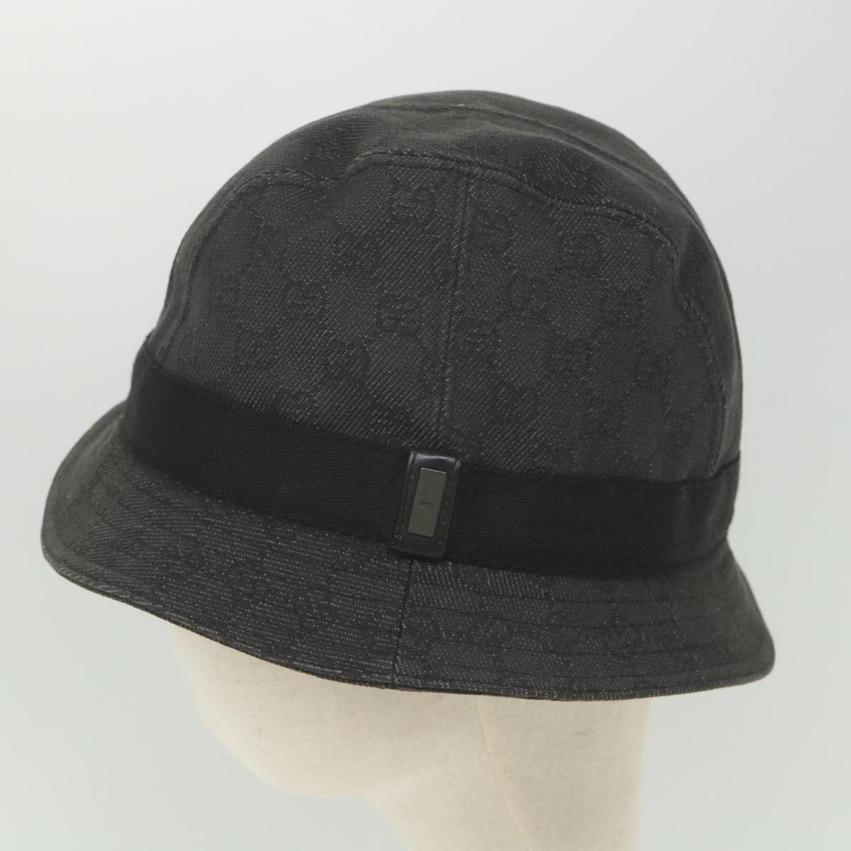 GUCCI GG Canvas Hat L Size Gray Auth am5225