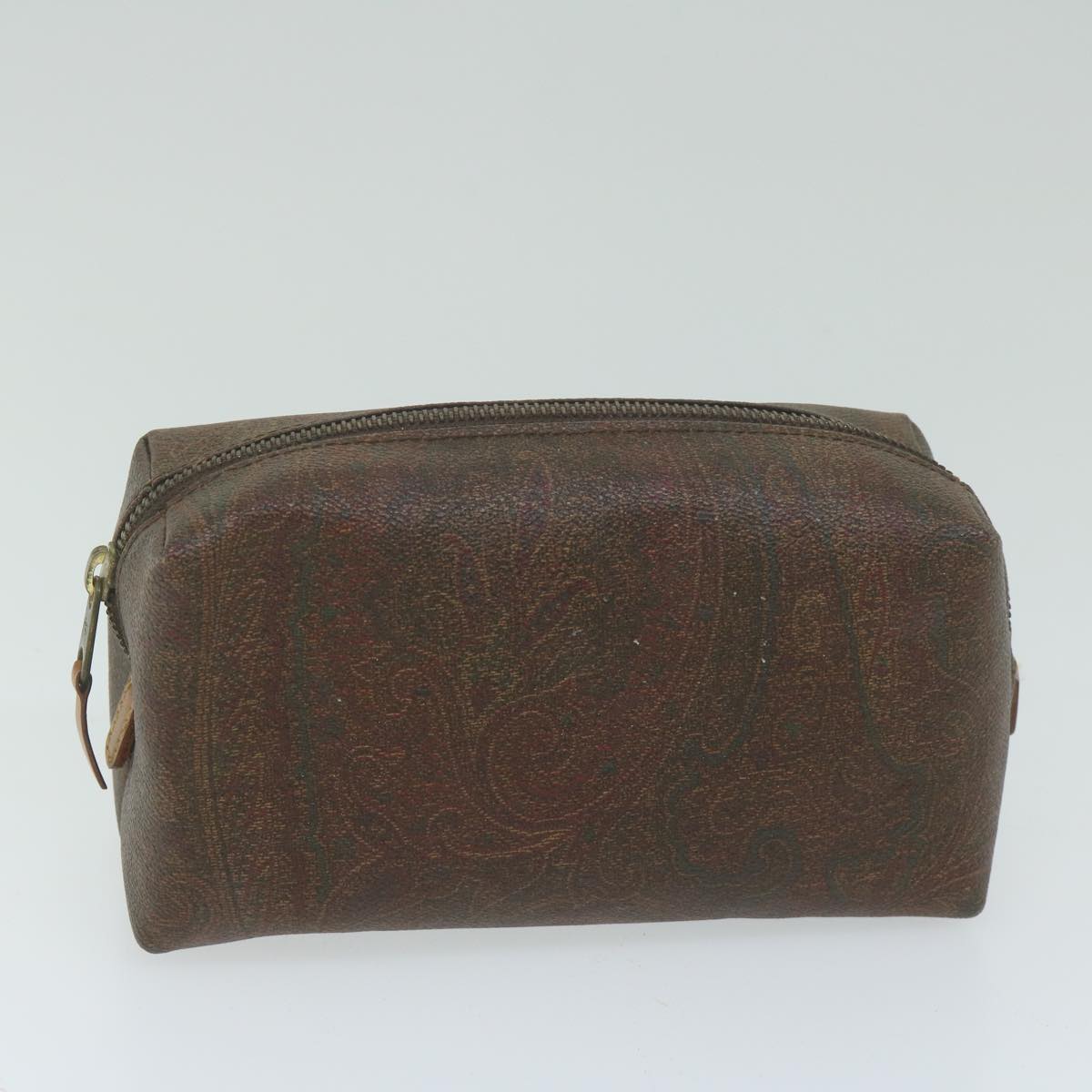 ETRO Pouch Shoulder Bag PVC 2 Set Brown Red Auth am5330
