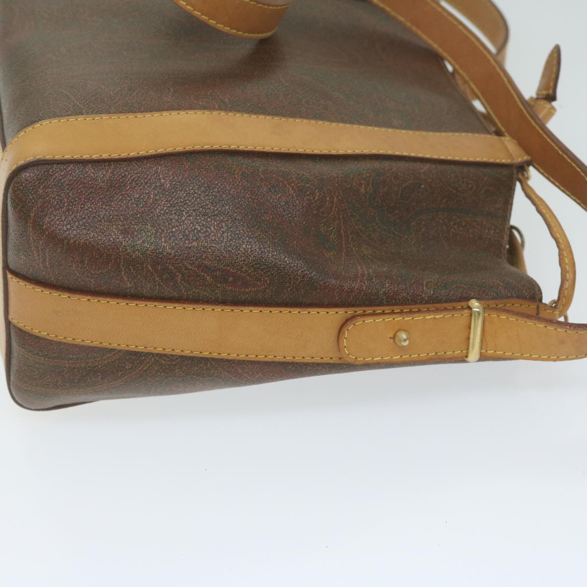 ETRO Pouch Shoulder Bag PVC 2 Set Brown Red Auth am5330