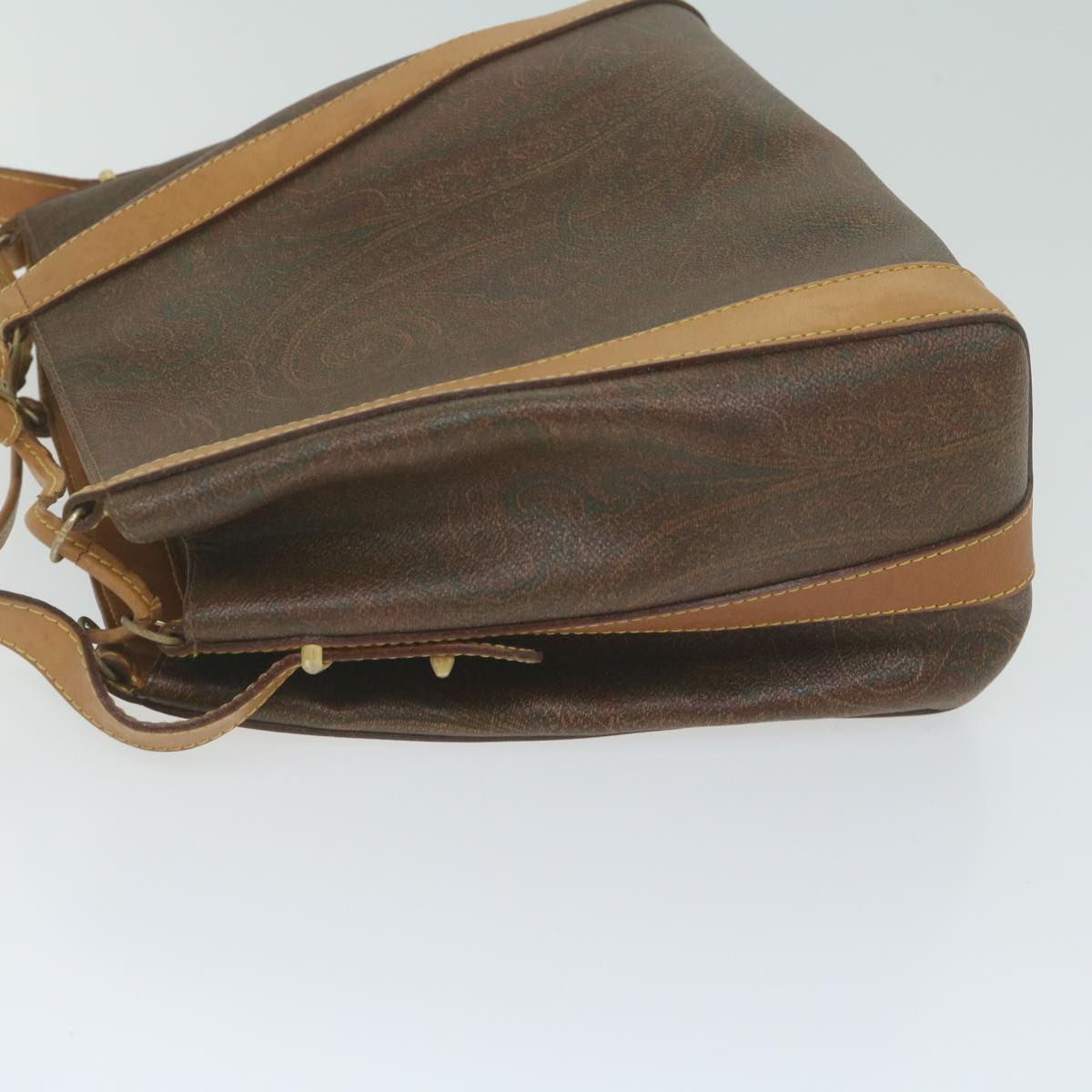 ETRO Pouch Shoulder Bag PVC 2 Set Brown Red Auth am5330