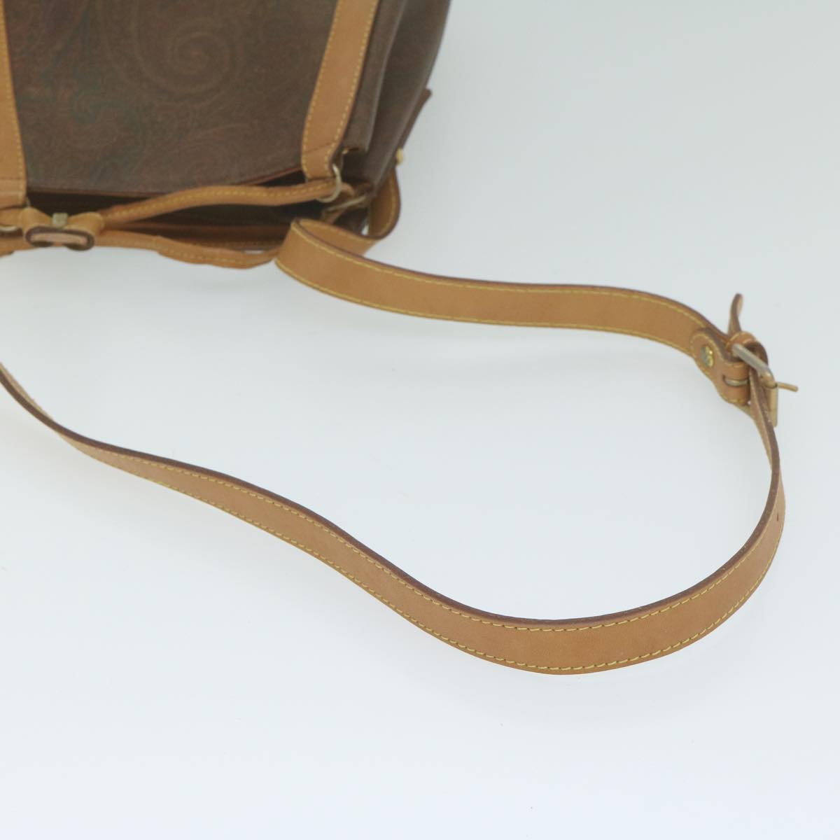 ETRO Pouch Shoulder Bag PVC 2 Set Brown Red Auth am5330