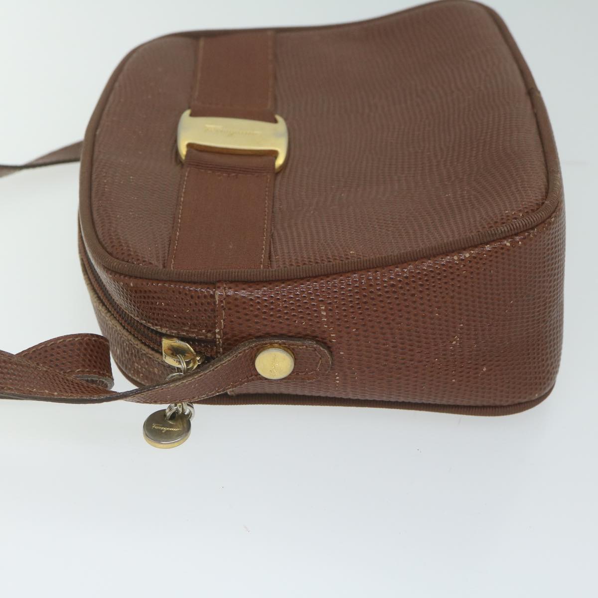 Salvatore Ferragamo Shoulder Bag PVC 2 Set Brown Red Auth am5331