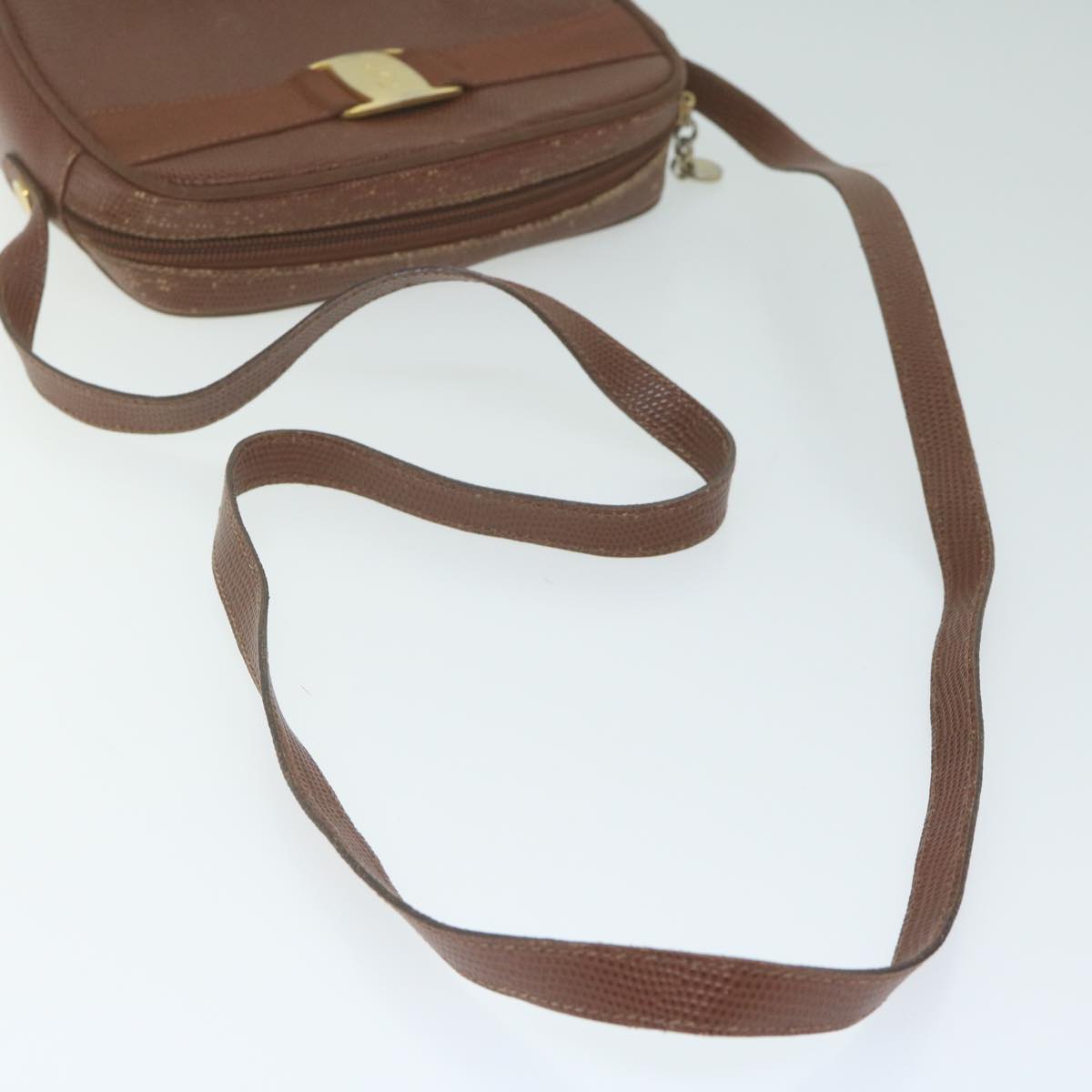 Salvatore Ferragamo Shoulder Bag PVC 2 Set Brown Red Auth am5331