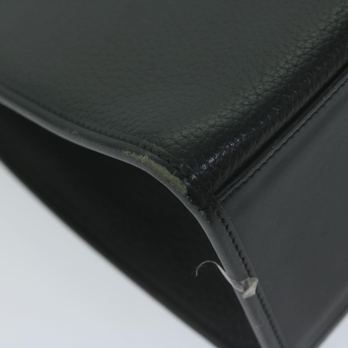 Burberrys Hand Bag Leather Black Auth am5643