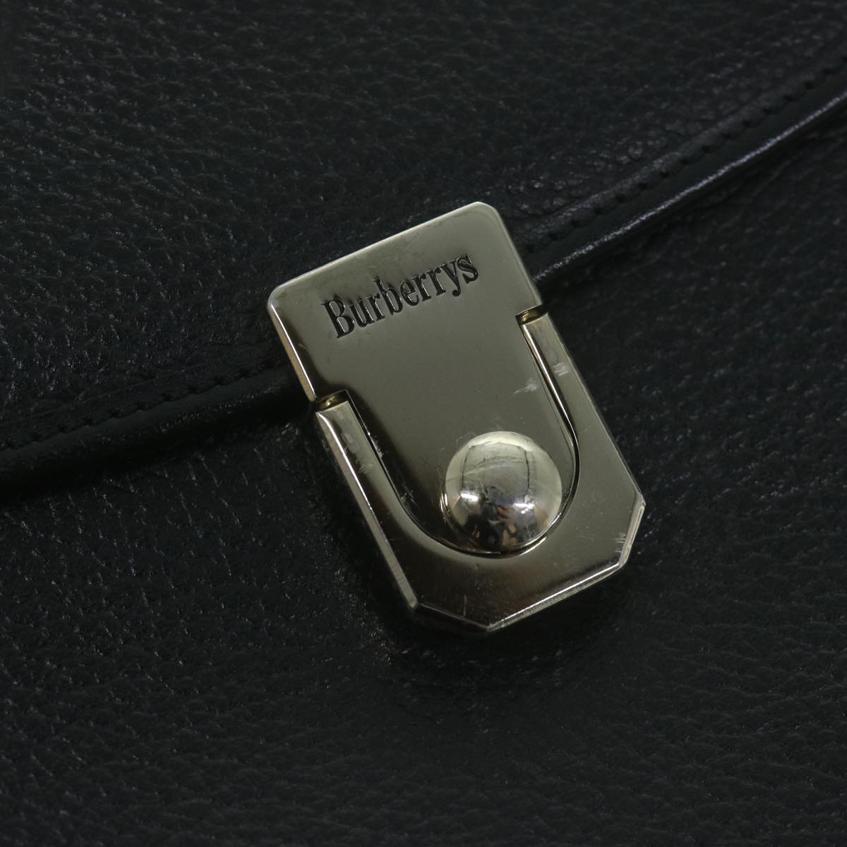 Burberrys Hand Bag Leather Black Auth am5643
