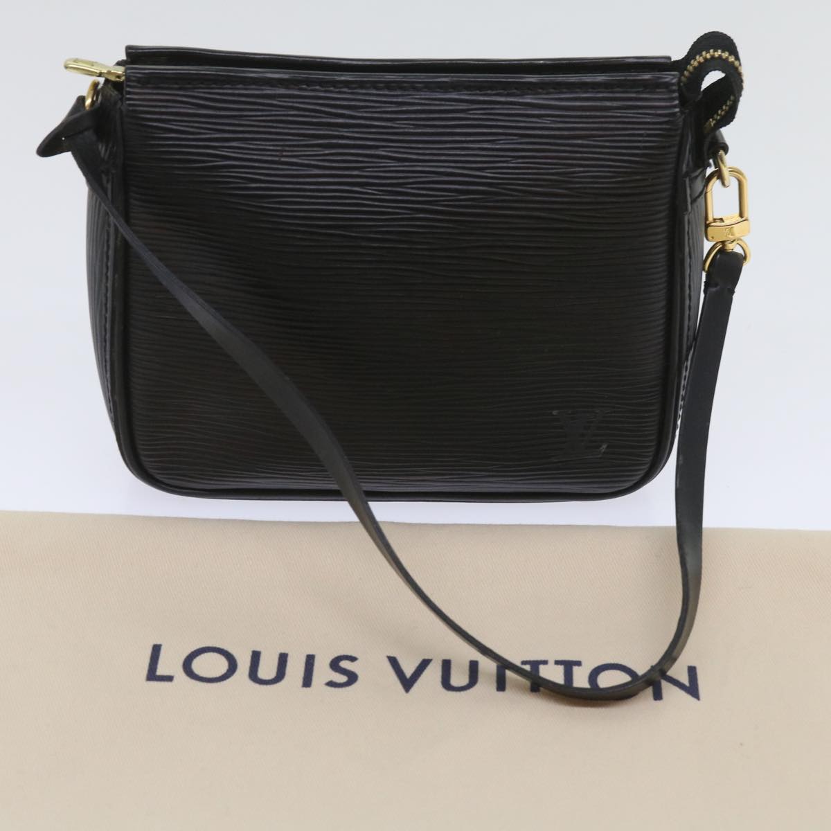 LOUIS VUITTON Epi Trousse Makeup Pouch SPO Black LV Auth am5671SAV