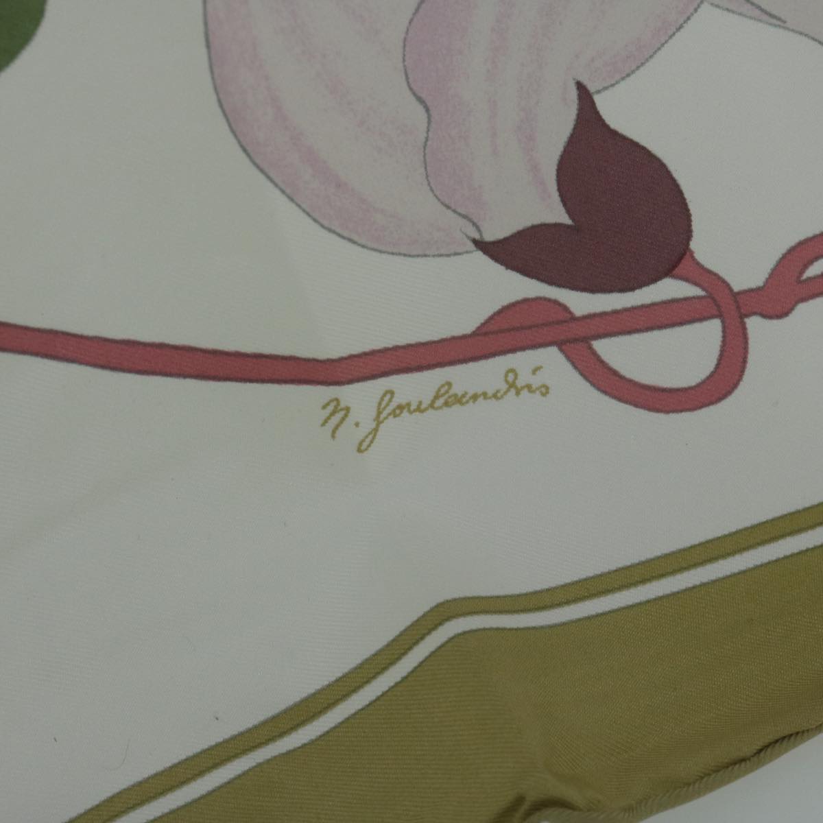 HERMES Carre 90 Flora Graeca Scarf Silk Beige Multicolor Auth am5676