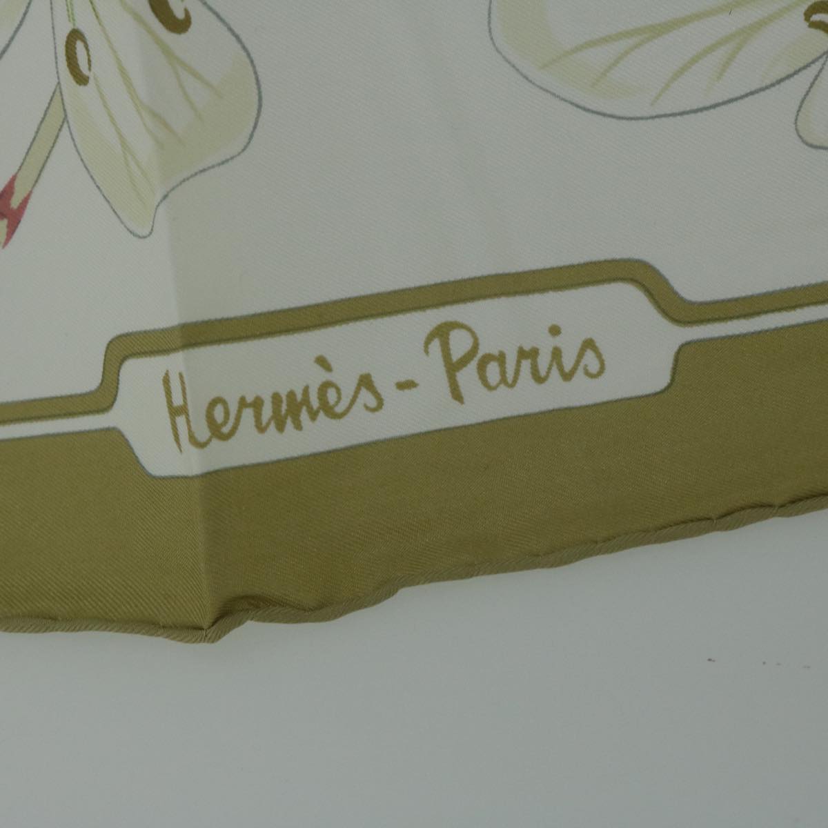 HERMES Carre 90 Flora Graeca Scarf Silk Beige Multicolor Auth am5676