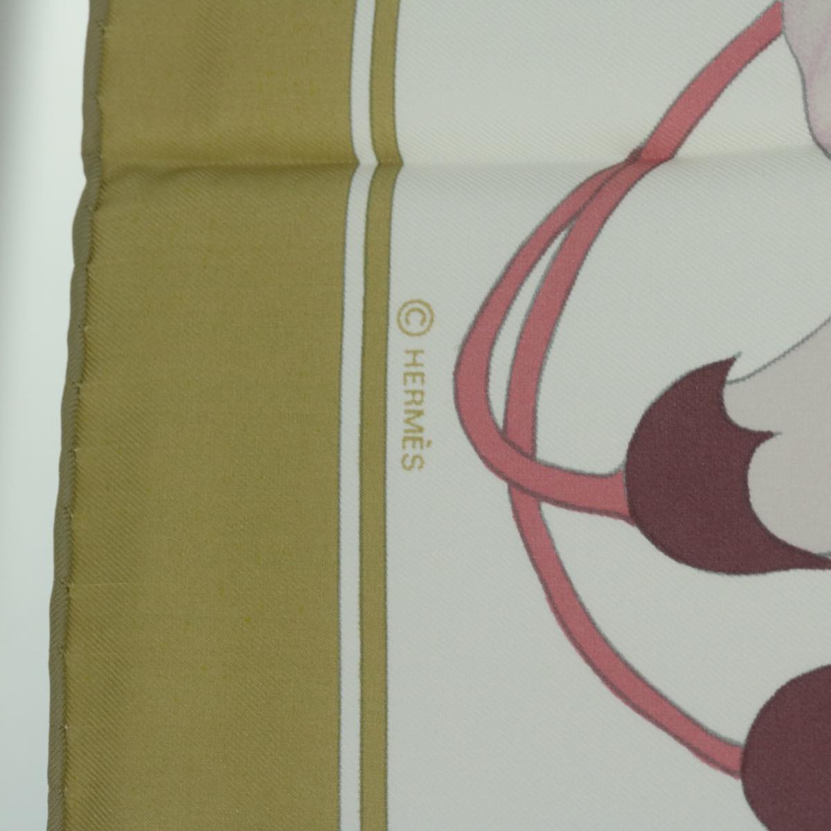 HERMES Carre 90 Flora Graeca Scarf Silk Beige Multicolor Auth am5676