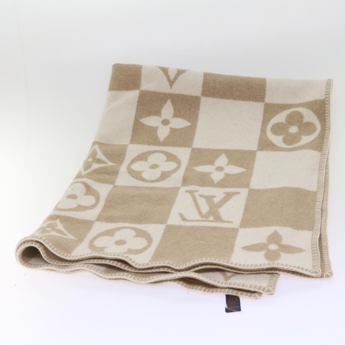 LOUIS VUITTON Pred LV Checkmate Blanket Wool Beige M77861 LV Auth am5723