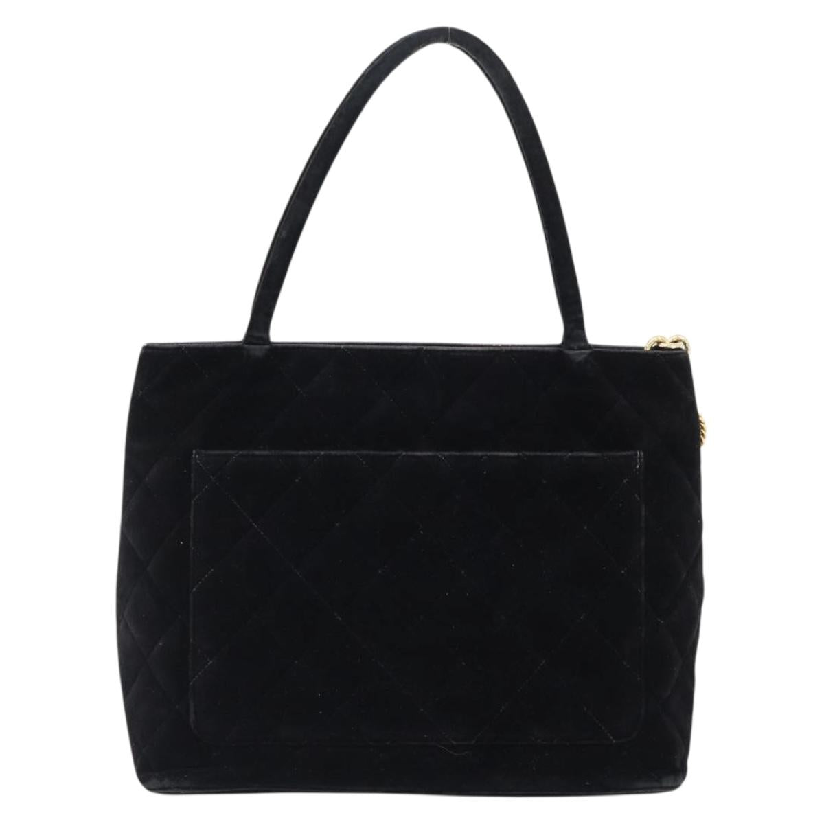 CHANEL Materasse Tote Bag Velor Standard Black CC Auth am5812