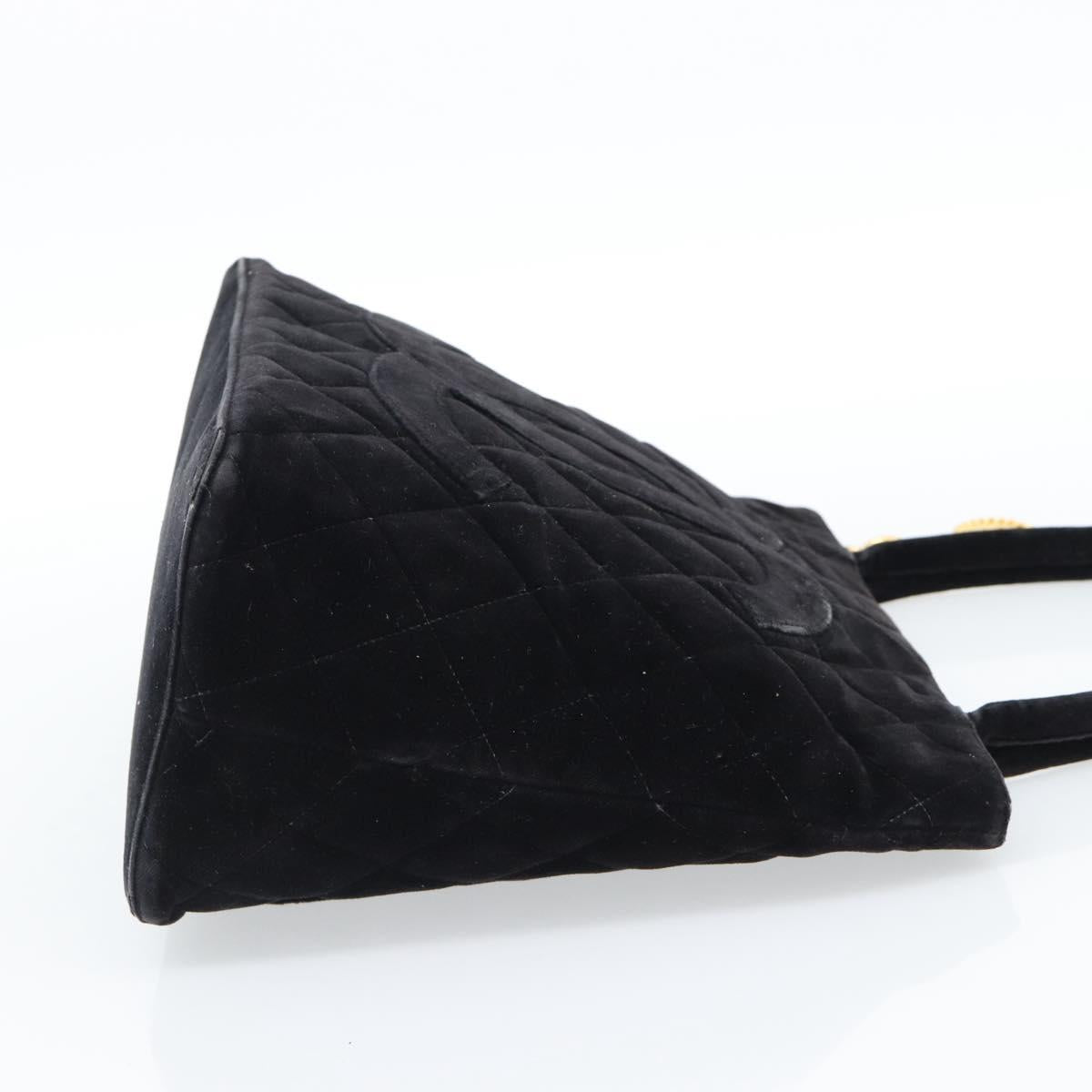 CHANEL Materasse Tote Bag Velor Standard Black CC Auth am5812