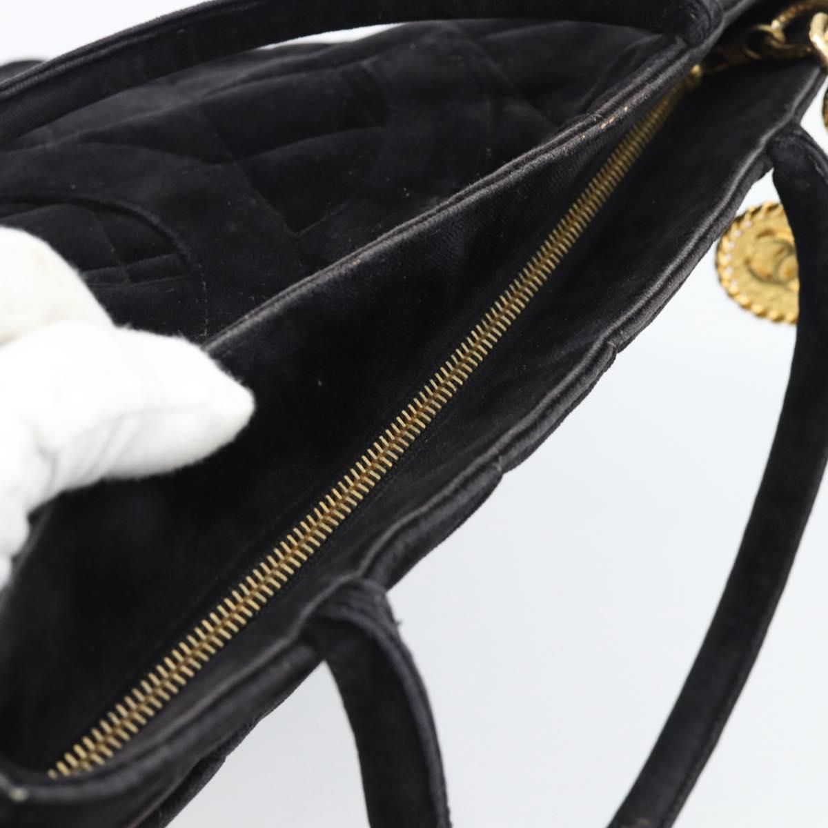 CHANEL Materasse Tote Bag Velor Standard Black CC Auth am5812