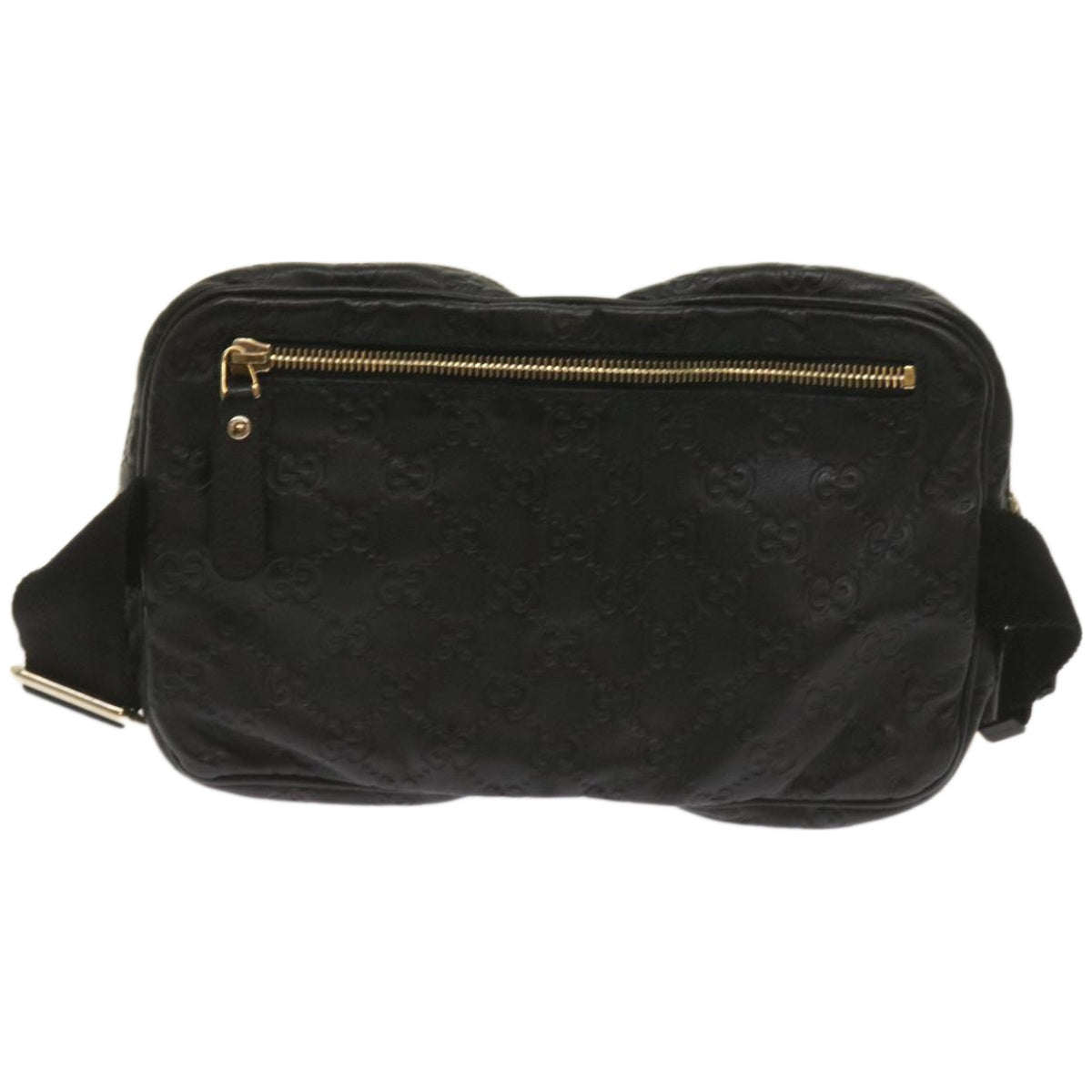 GUCCI GG Canvas Guccissima Waist bag Black 246417 Auth am5821