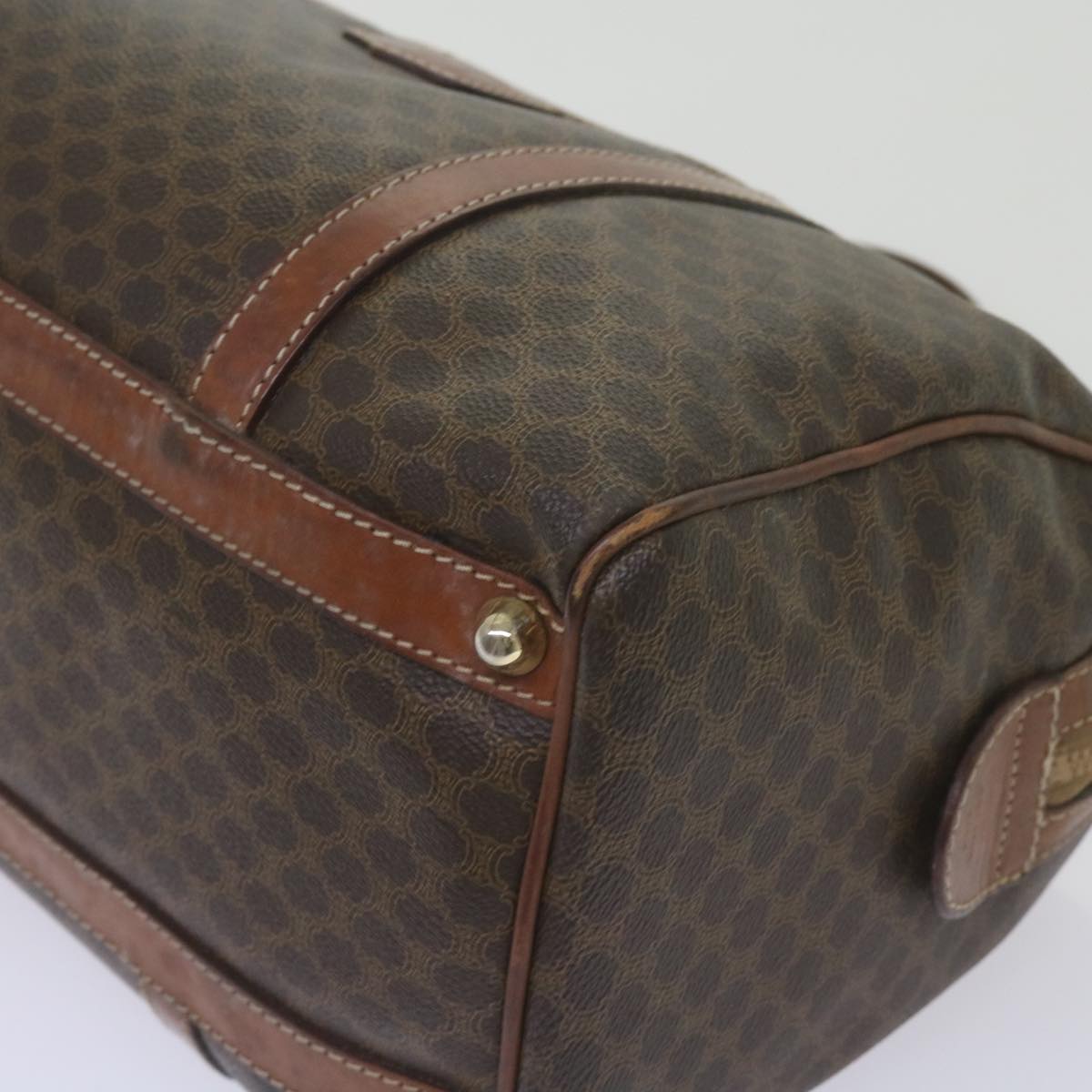 CELINE Macadam Canvas Boston Bag PVC Brown Auth am5885