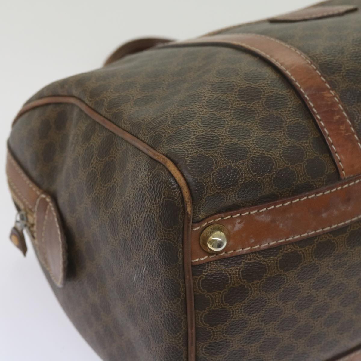 CELINE Macadam Canvas Boston Bag PVC Brown Auth am5885