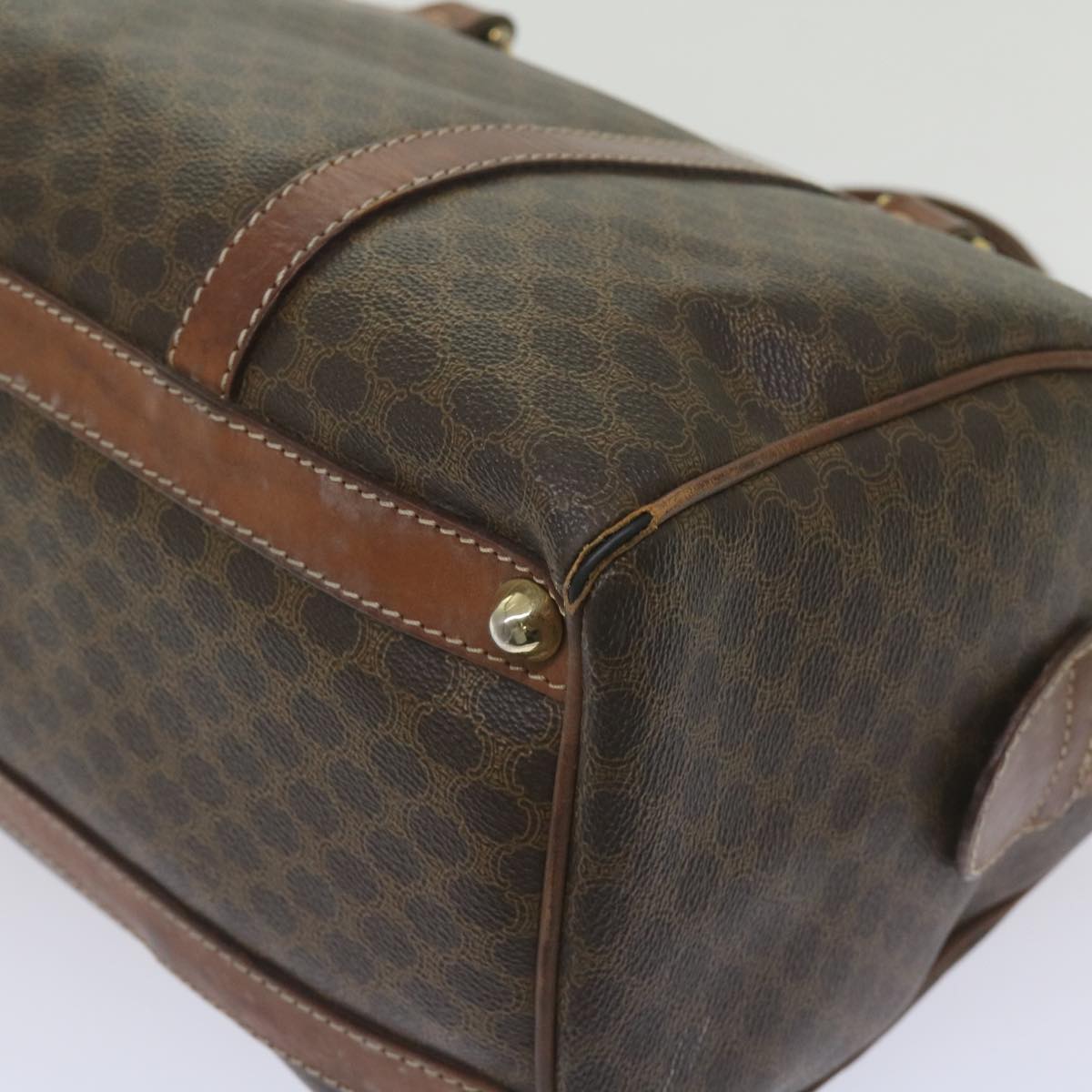 CELINE Macadam Canvas Boston Bag PVC Brown Auth am5885